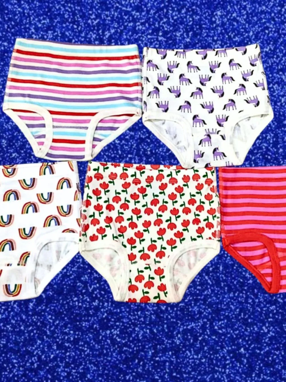 Cuddle Pack 1 Brief Panties Size XS Rainbow Unicorn Floral Stripes Multicolor